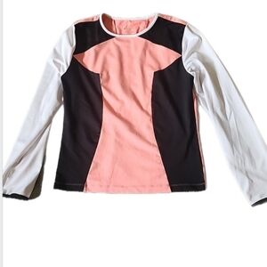 Wimbledon Colorblock Tennis Stretchy Pink and Cream Long Sleeve.